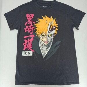 Bleach Anime T-Shirt Ichigo Kurosaki Graphic Tee Shonen Jump‎ Black S